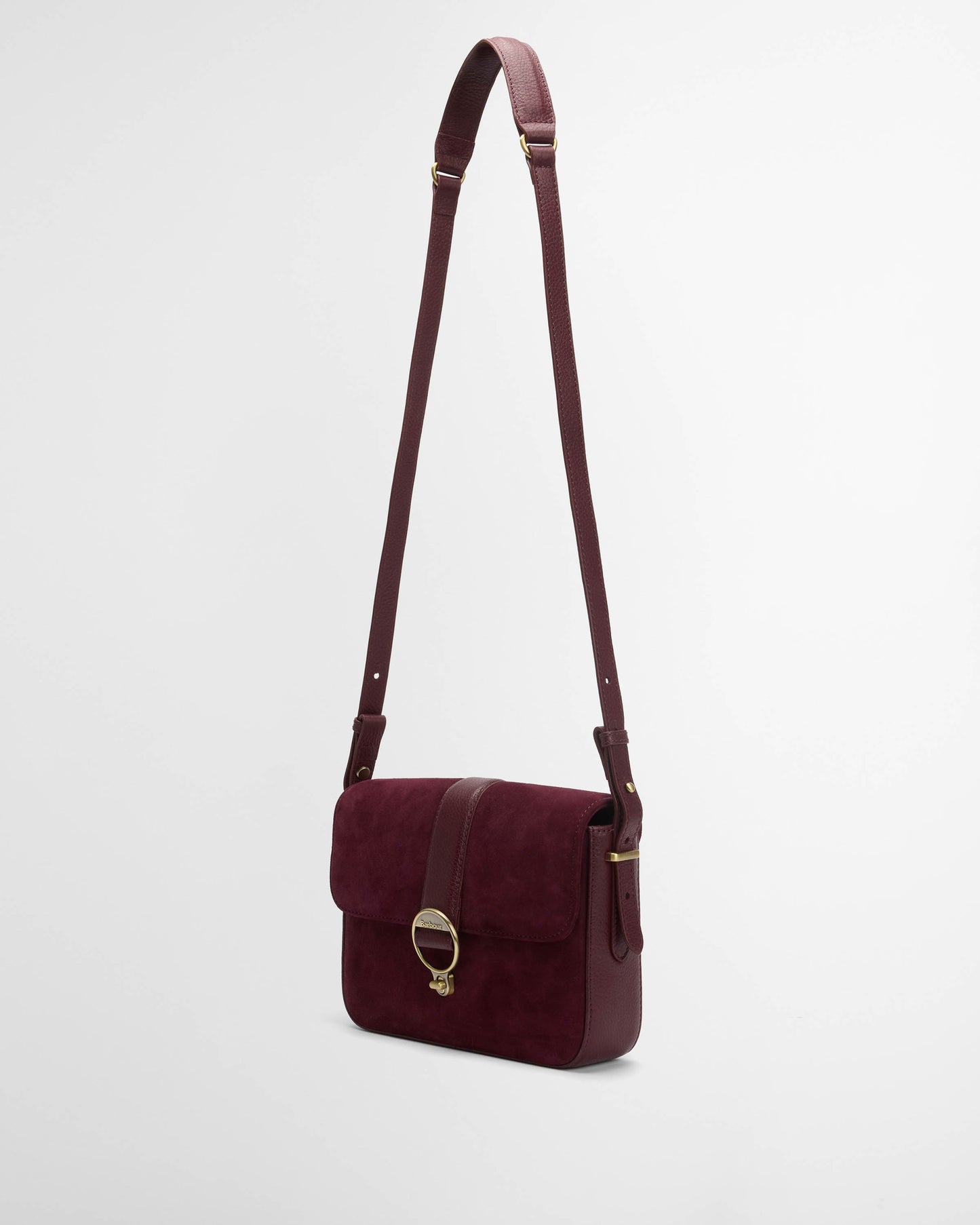 Barbour Rosa Womens Suede & Leather Crossbody Bag - Burgundy