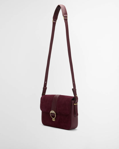 Barbour Rosa Womens Suede & Leather Crossbody Bag - Burgundy