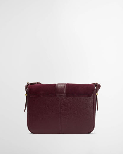 Barbour Rosa Womens Suede & Leather Crossbody Bag - Burgundy
