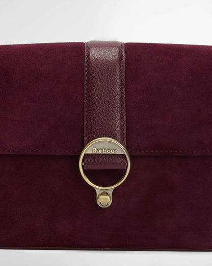 Barbour Rosa Womens Suede & Leather Crossbody Bag - Burgundy