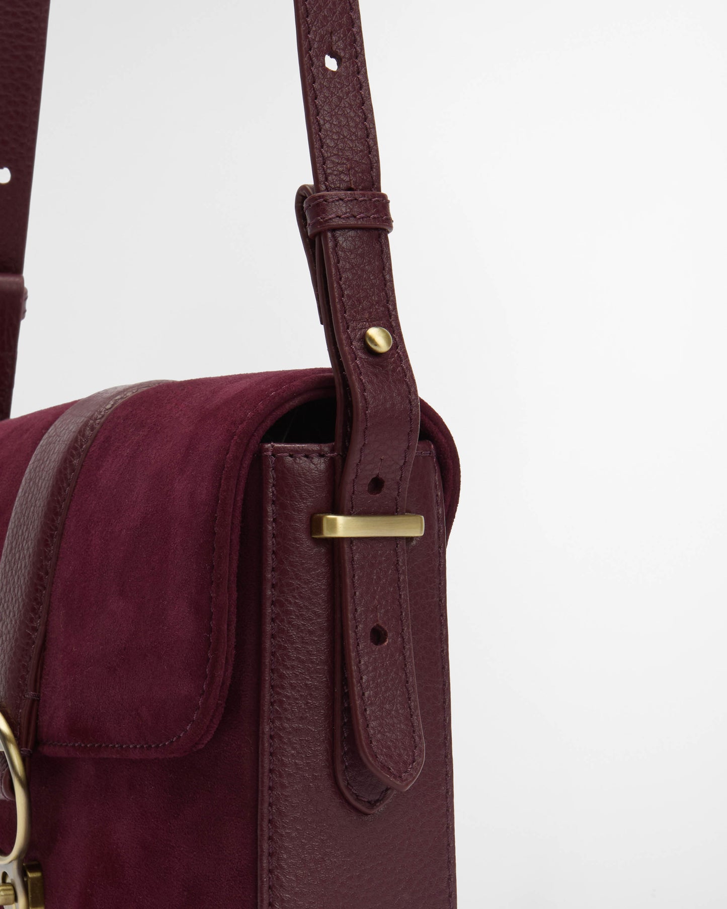 Barbour Rosa Womens Suede & Leather Crossbody Bag - Burgundy
