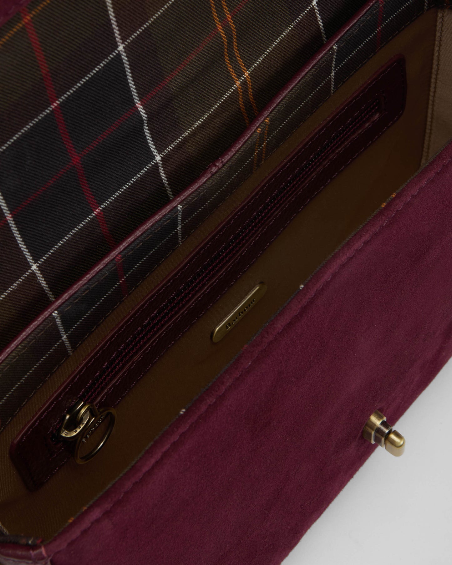 Barbour Rosa Womens Suede & Leather Crossbody Bag - Burgundy