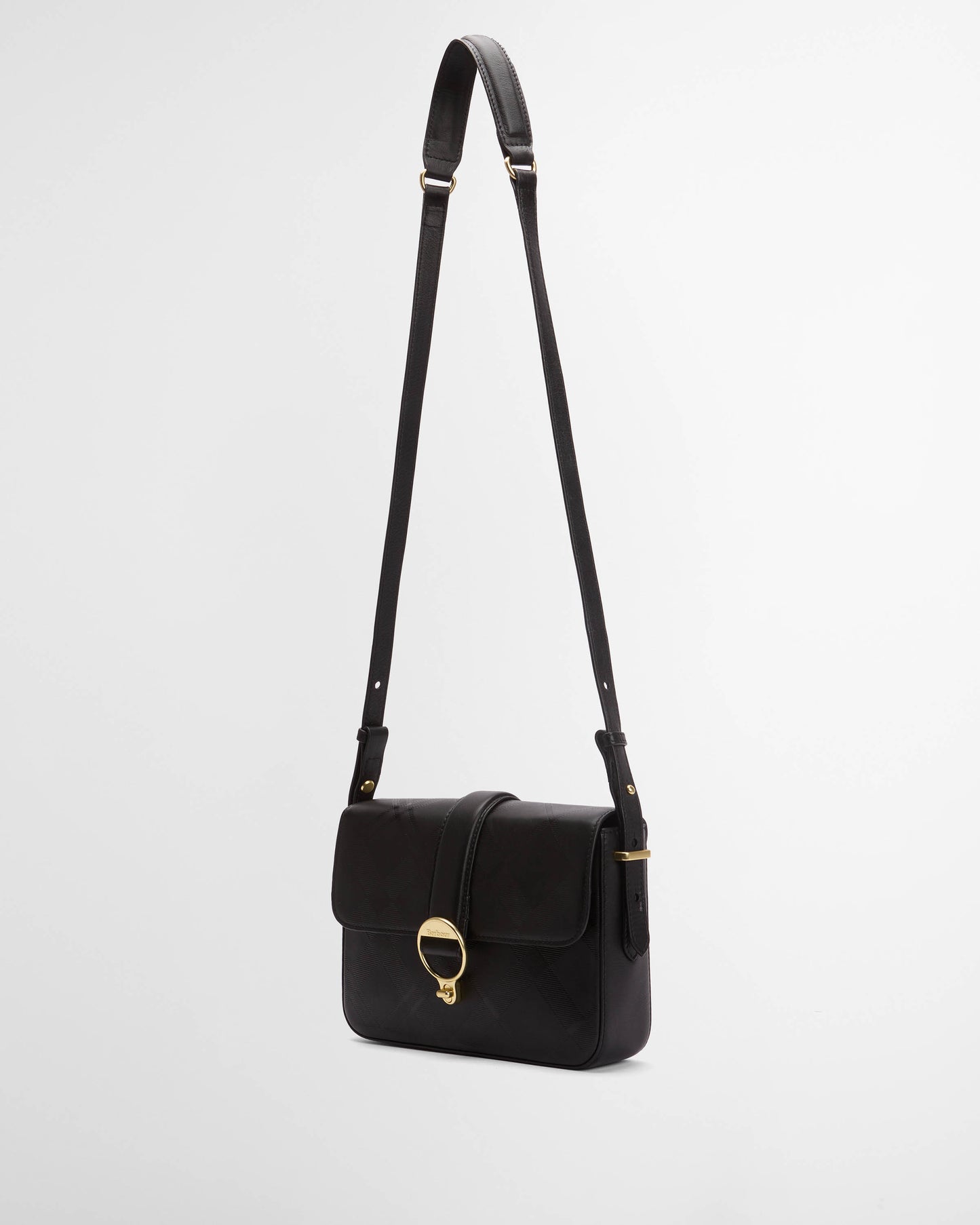 Barbour Rosa Womens Deboss Leather Crossbody Bag - Black/Deboss Tartan