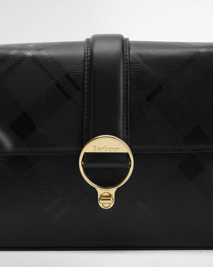 Barbour Rosa Womens Deboss Leather Crossbody Bag - Black/Deboss Tartan