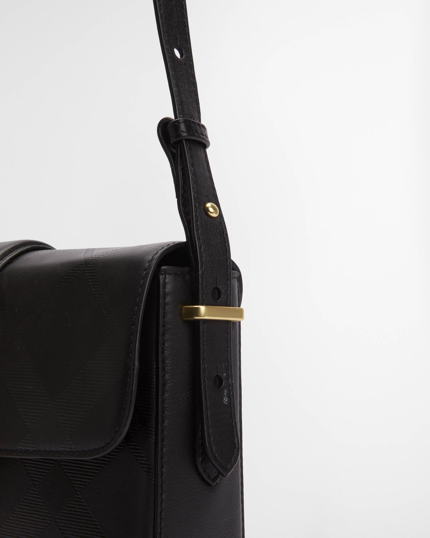 Barbour Rosa Womens Deboss Leather Crossbody Bag - Black/Deboss Tartan