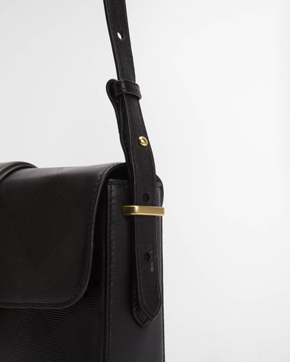 Barbour Rosa Womens Deboss Leather Crossbody Bag - Black/Deboss Tartan