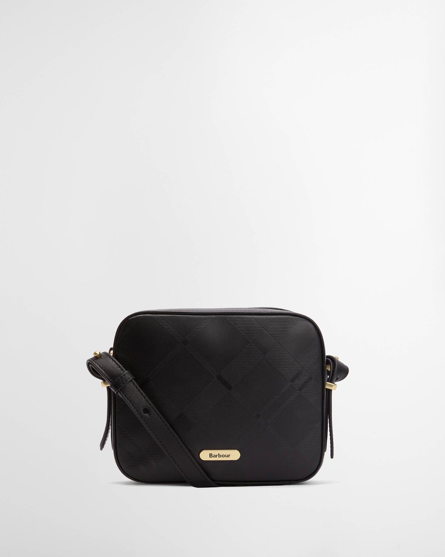Barbour Daphne Womens Deboss Leather Crossbody Bag - Black/Deboss Tartan