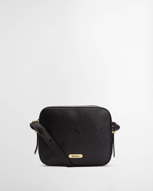 Barbour Daphne Womens Deboss Leather Crossbody Bag - Black/Deboss Tartan