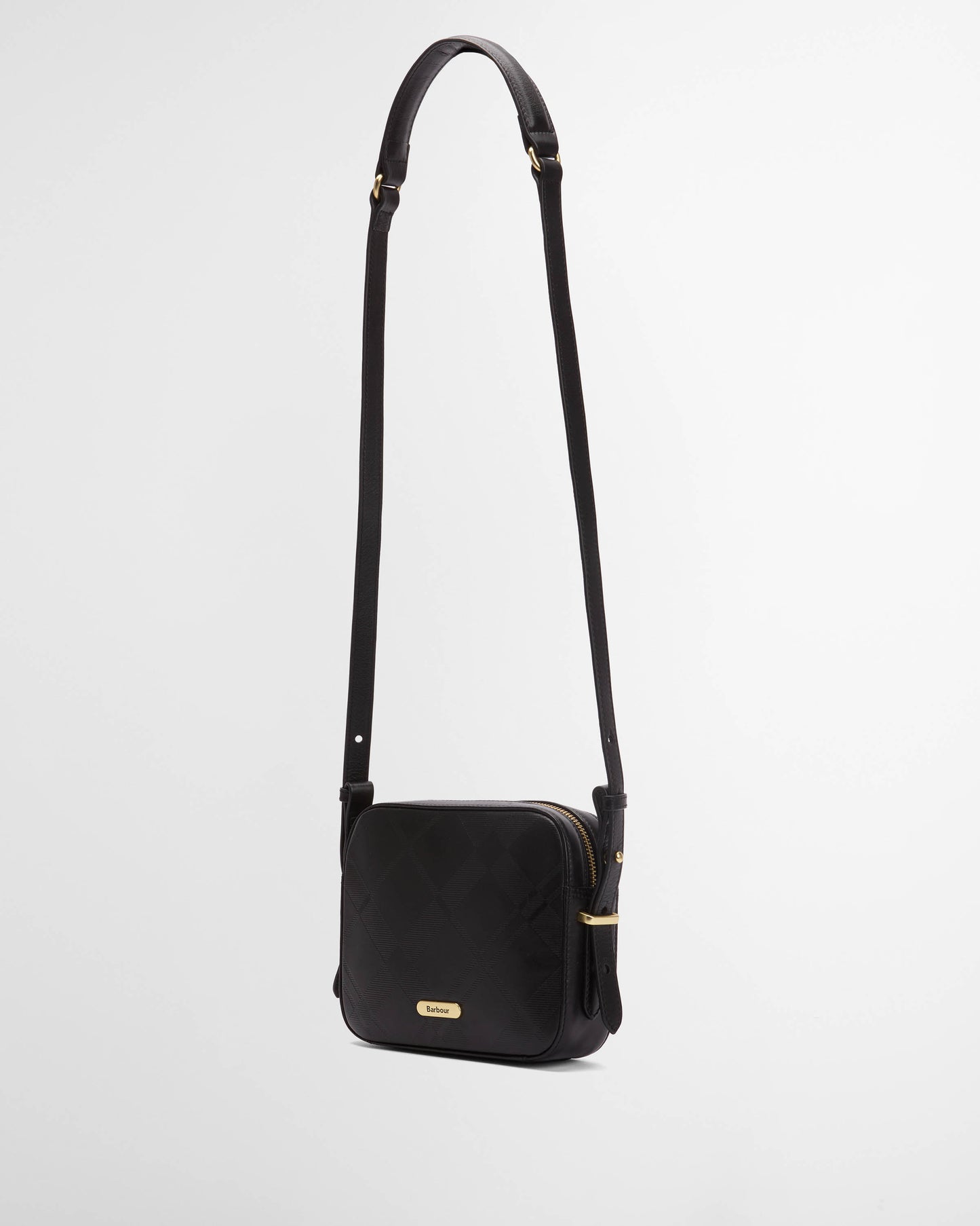 Barbour Daphne Womens Deboss Leather Crossbody Bag - Black/Deboss Tartan