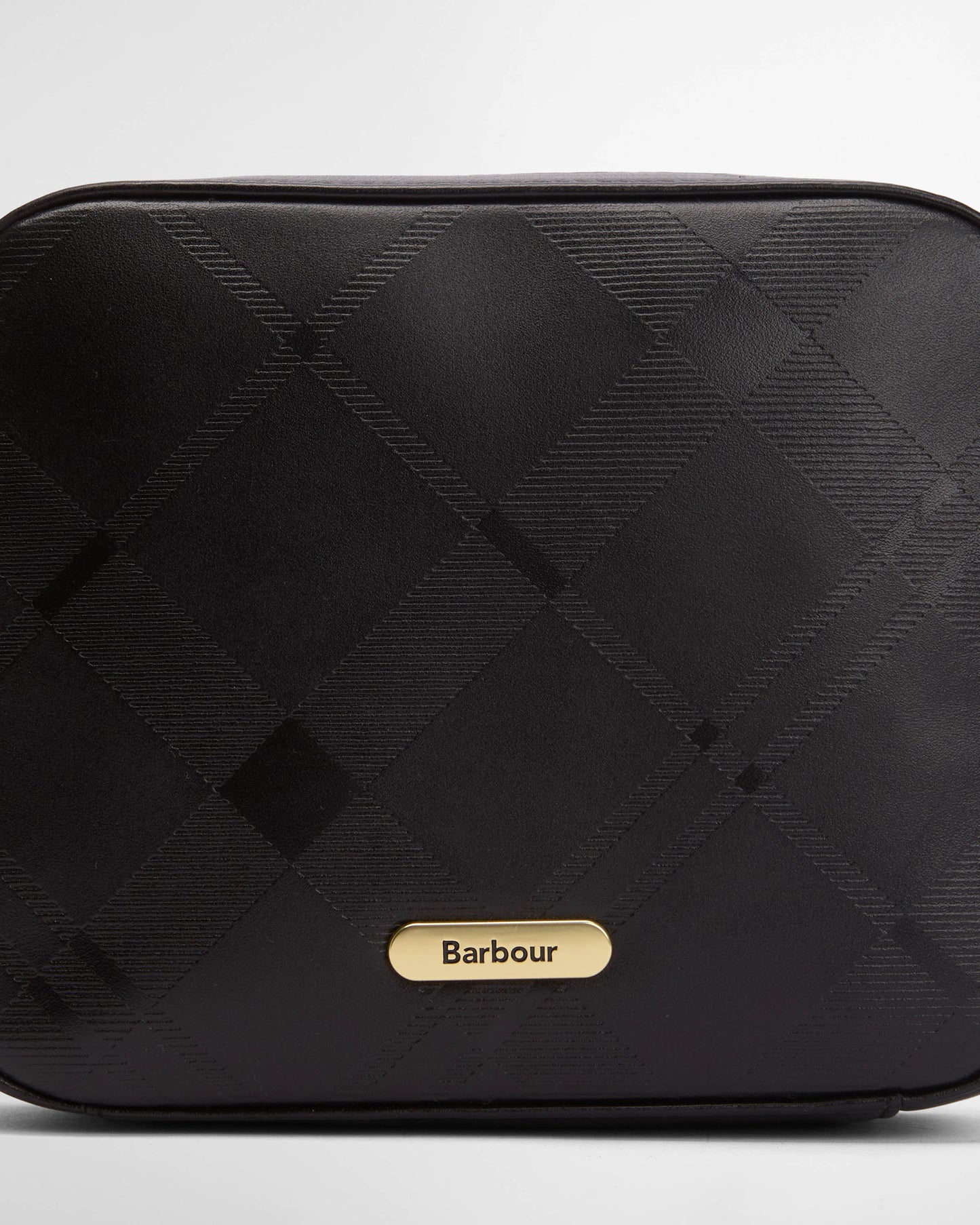 Barbour Daphne Womens Deboss Leather Crossbody Bag - Black/Deboss Tartan