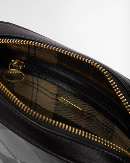 Barbour Daphne Womens Deboss Leather Crossbody Bag - Black/Deboss Tartan