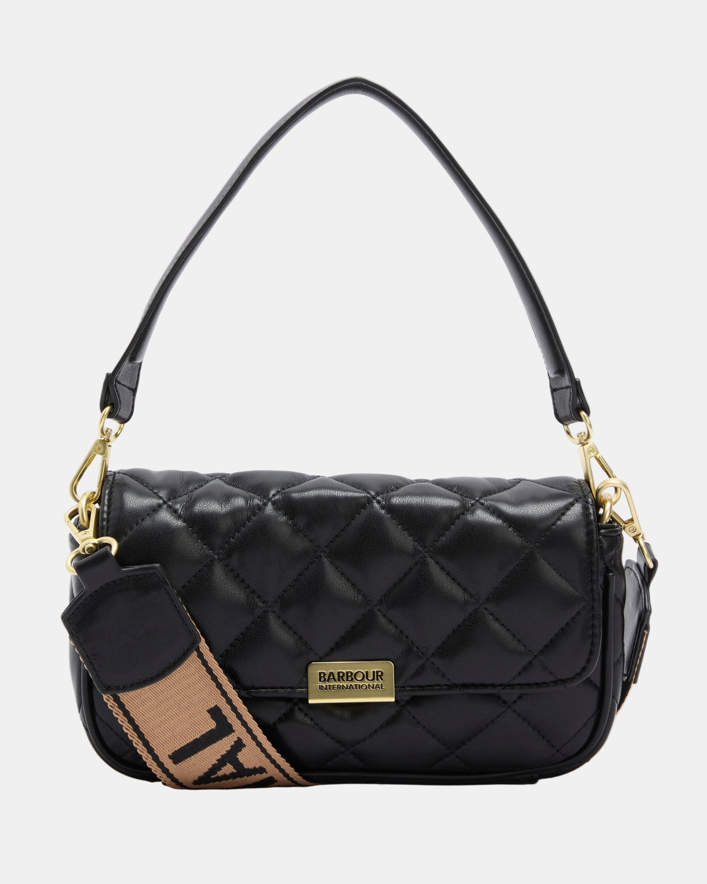 Barbour International Soft Quilt Mini Soho Womens Crossbody Bag - Black | CHO | Designer Womens Shoulder Bags