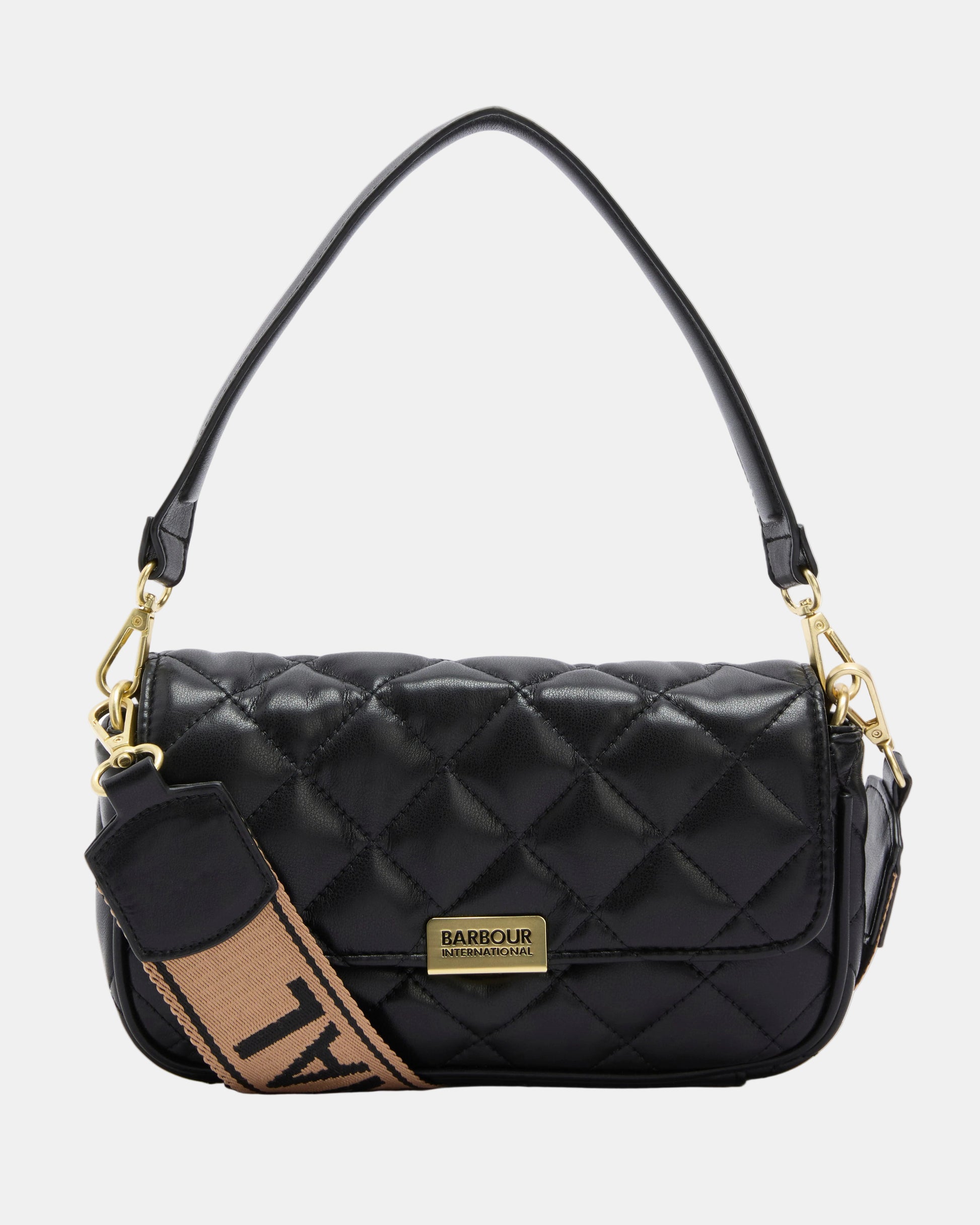 Barbour International Soft Quilt Mini Soho Womens Crossbody Bag - Black | CHO | Designer Womens Shoulder Bags