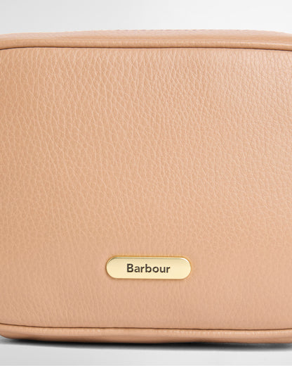 Barbour Daphne Womens Mini Leather Crossbody Bag - Toffee badge detail