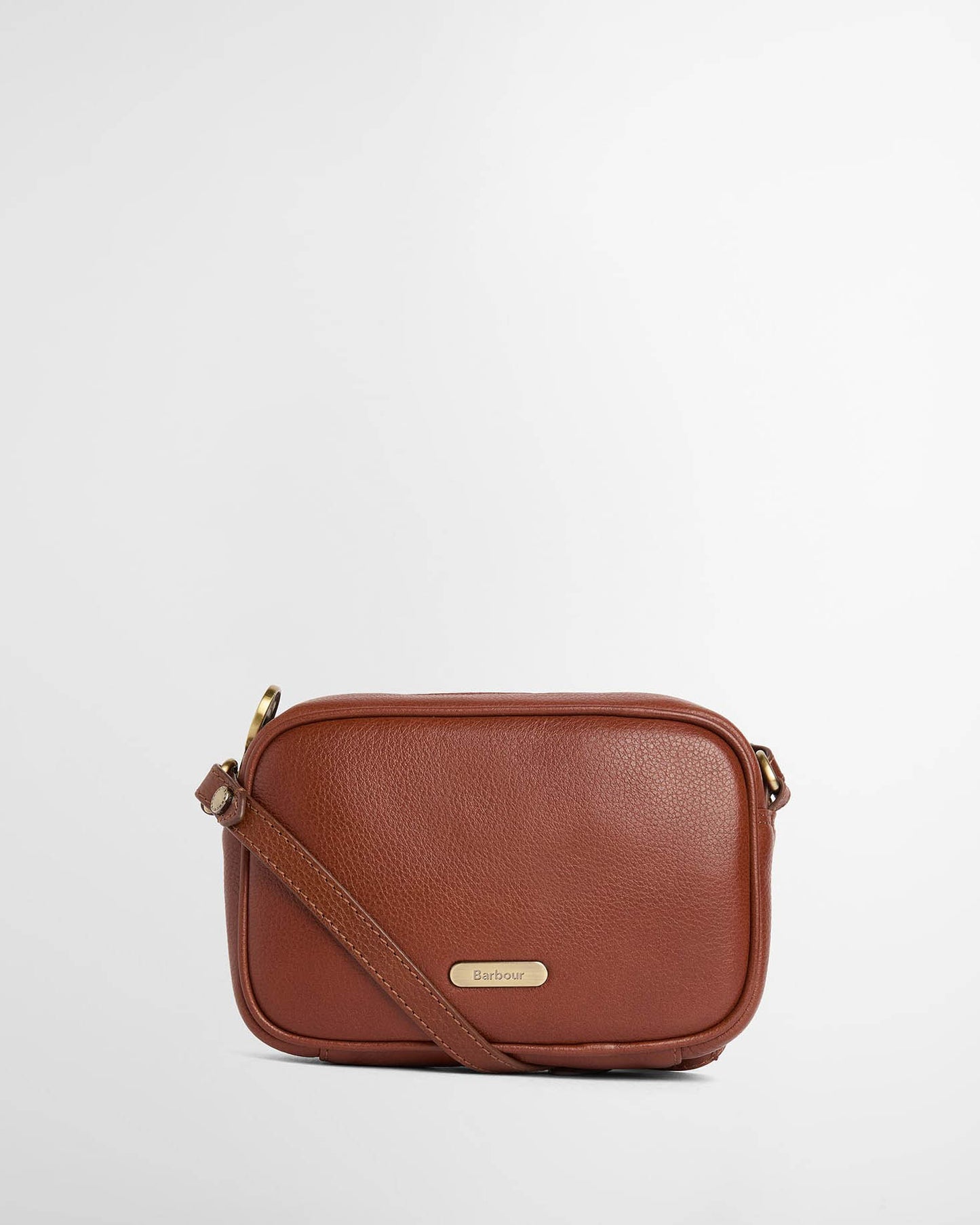 Barbour Daphne Womens Mini Leather Crossbody Bag in Brown, front