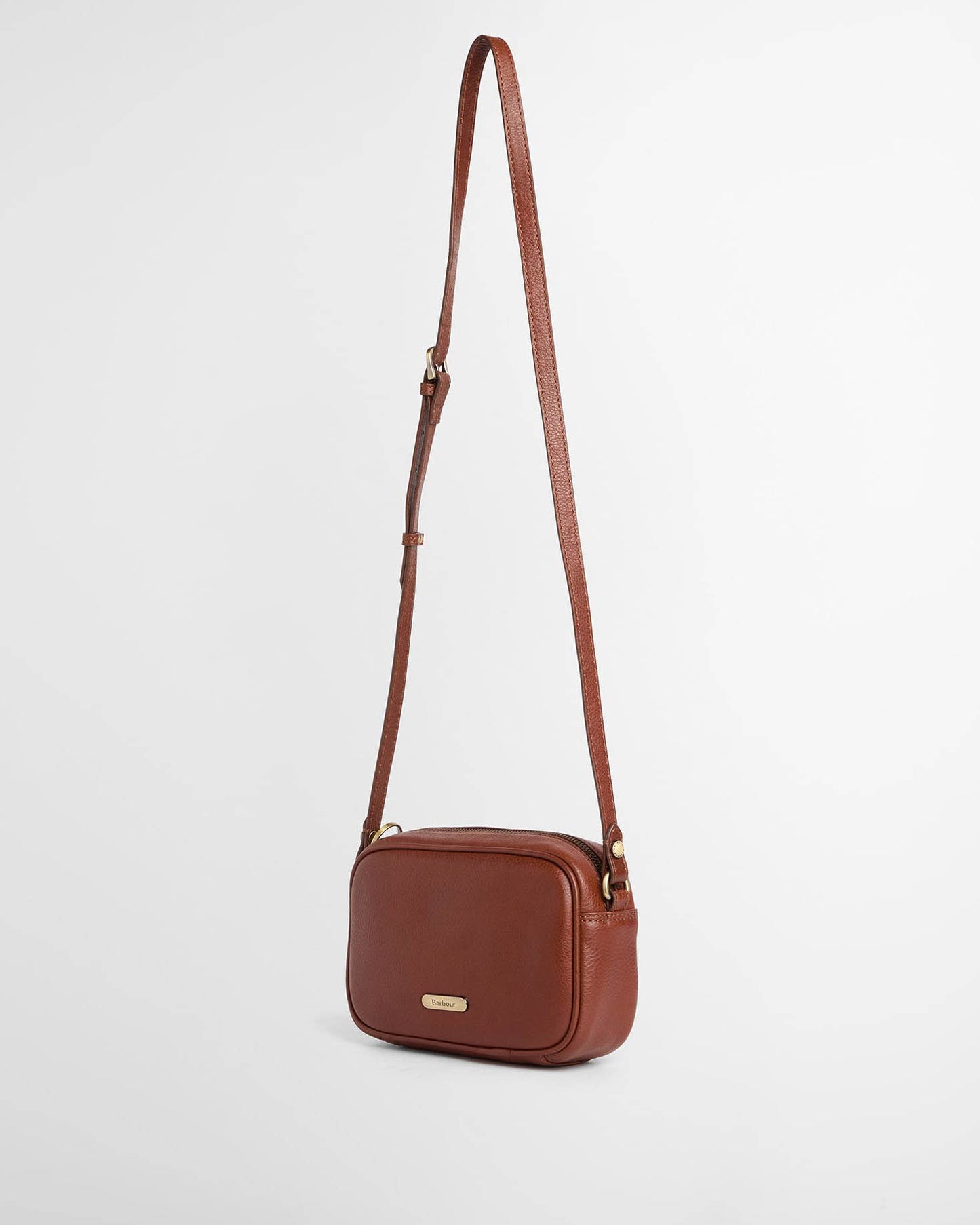 Barbour Daphne Womens Mini Leather Crossbody Bag in Brown, shoulder strap