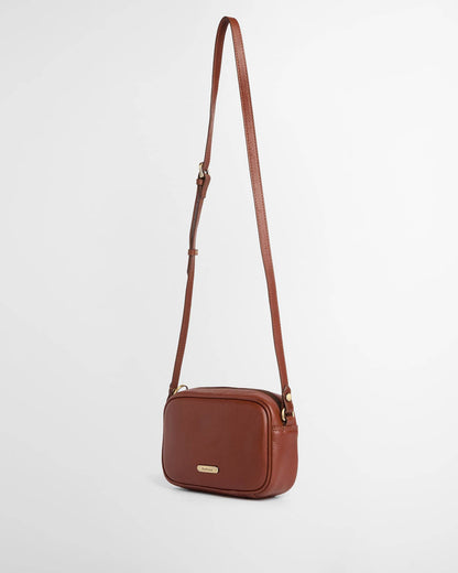 Barbour Daphne Womens Mini Leather Crossbody Bag in Brown, shoulder strap
