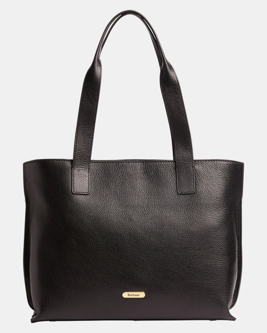 Barbour Alder Womens Large Leather Tote Bag - Black