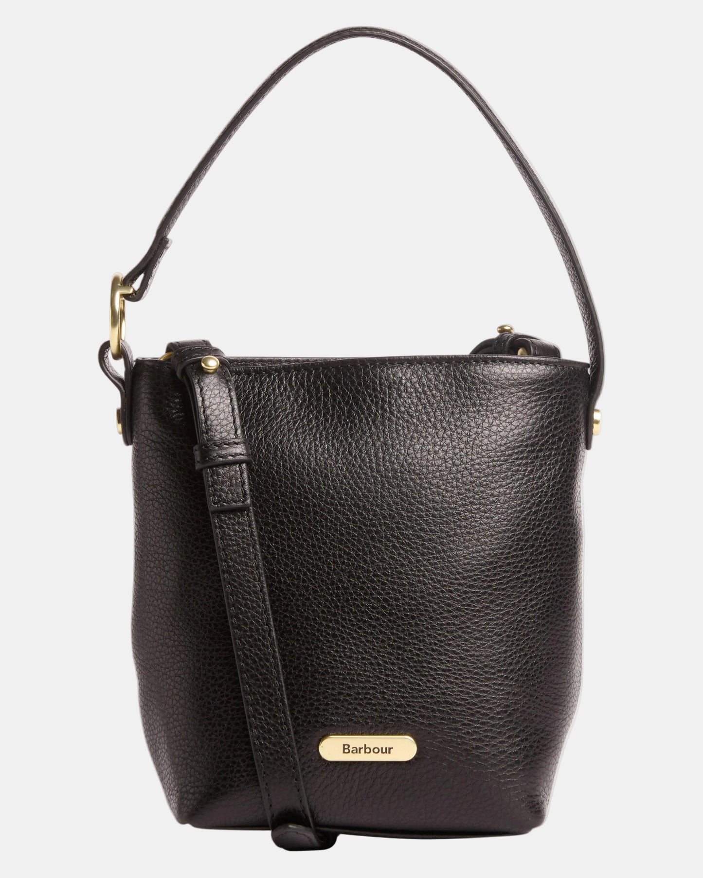 Barbour Cedar Womens Mini Leather Bucket Bag - Black