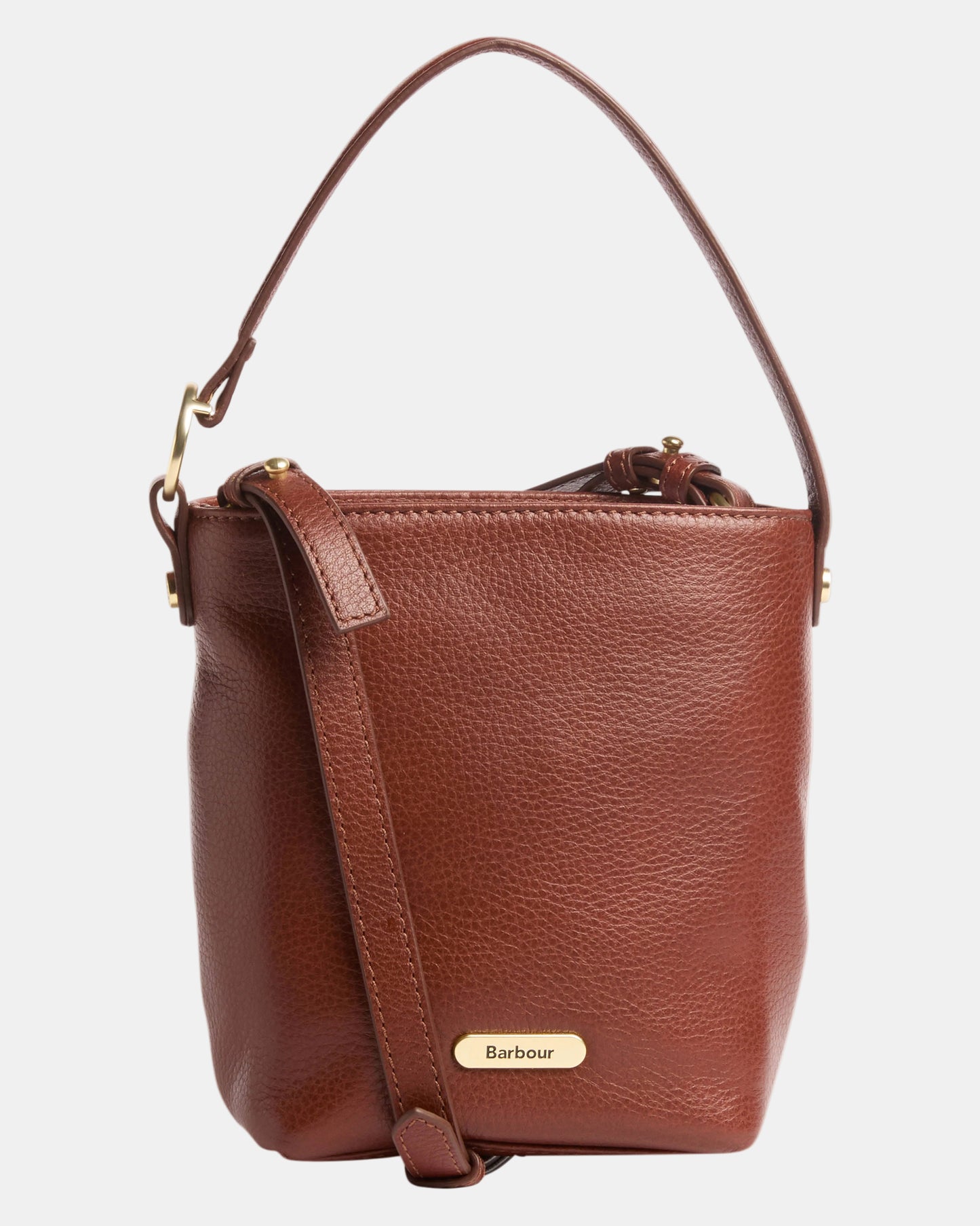 Barbour Cedar Womens Mini Leather Bucket Bag - Brown