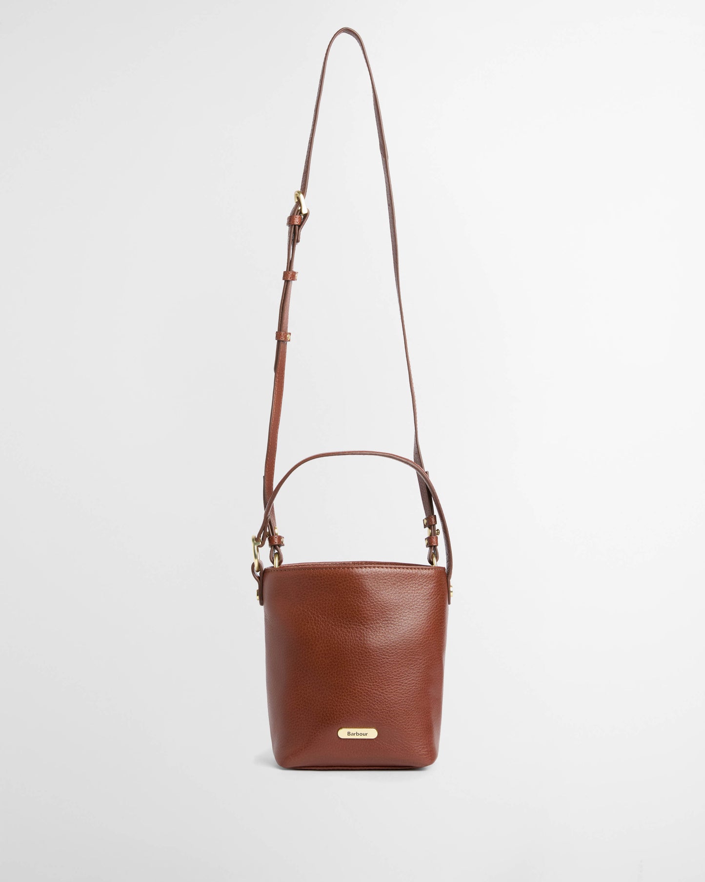 Barbour Cedar Womens Mini Leather Bucket Bag - Brown | CHO | Designer Womens Bucket Bags
