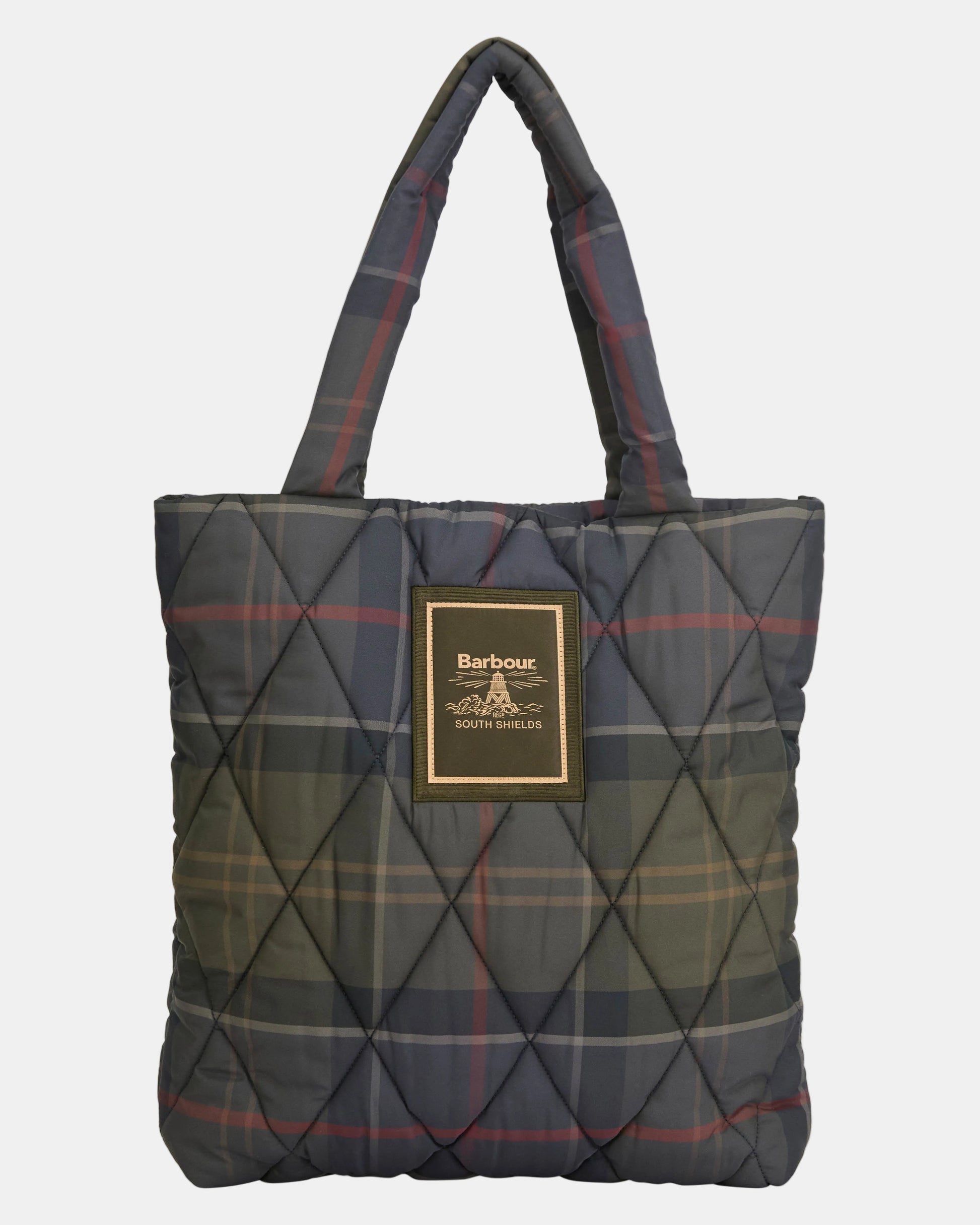 Barbour Tartan Arlene Womens Quilted Tote Bag - Shadow Classic Tartan | CHO | Designer Womens Tote Bags