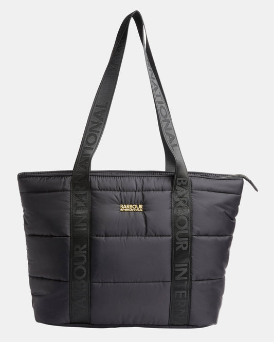 Barbour International Monaco Womens Baffle Quilt Tote Bag - Black