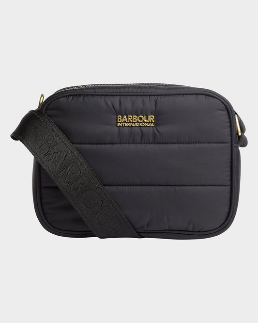 Barbour International Monaco Womens Baffle Quilt Crossbody Bag - Black