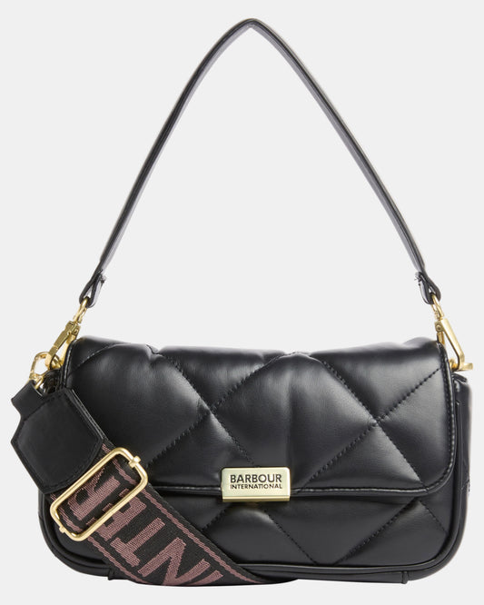 Barbour International Womens Soft Quilt Mini Soho Crossbody Bag - Black | CHO | Designer Womens Cross Body Bags