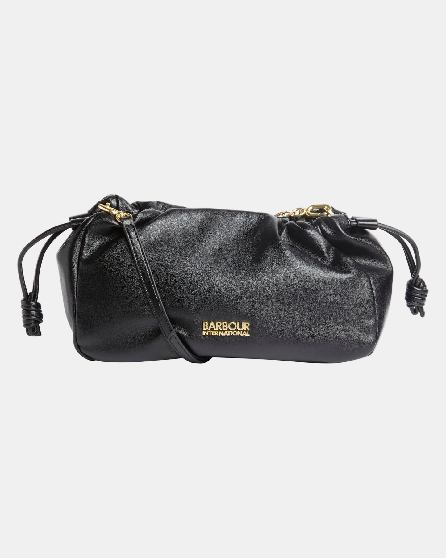 Barbour International Womens Soft Drawcord Shoulder Bag - Black | CHO | Designer Womens Shoulder Bags