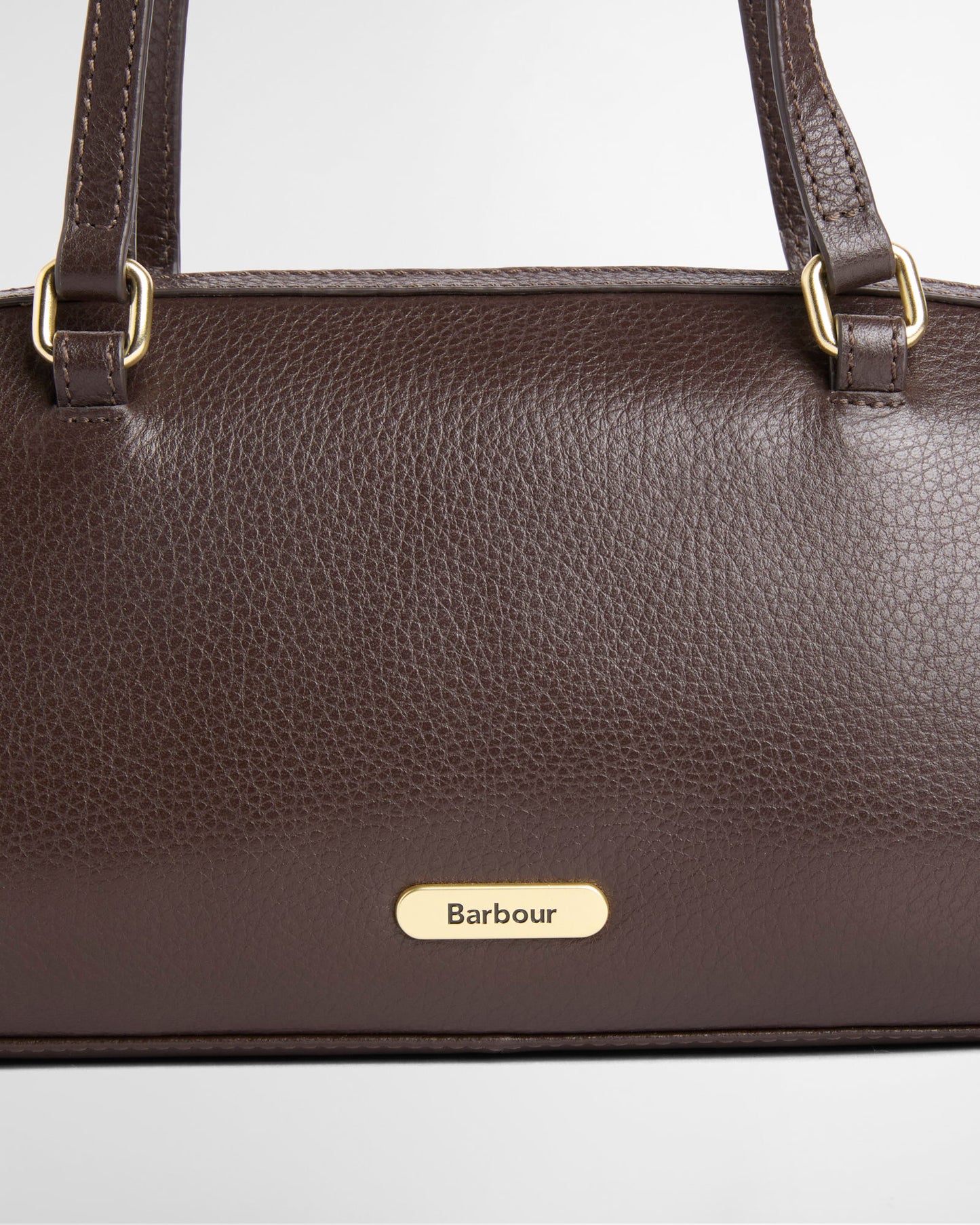 Barbour Viola Womens Barrel Shoulder Bag - Rustic Brown badge detail