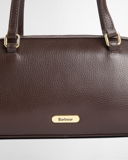 Barbour Viola Womens Barrel Shoulder Bag - Rustic Brown badge detail