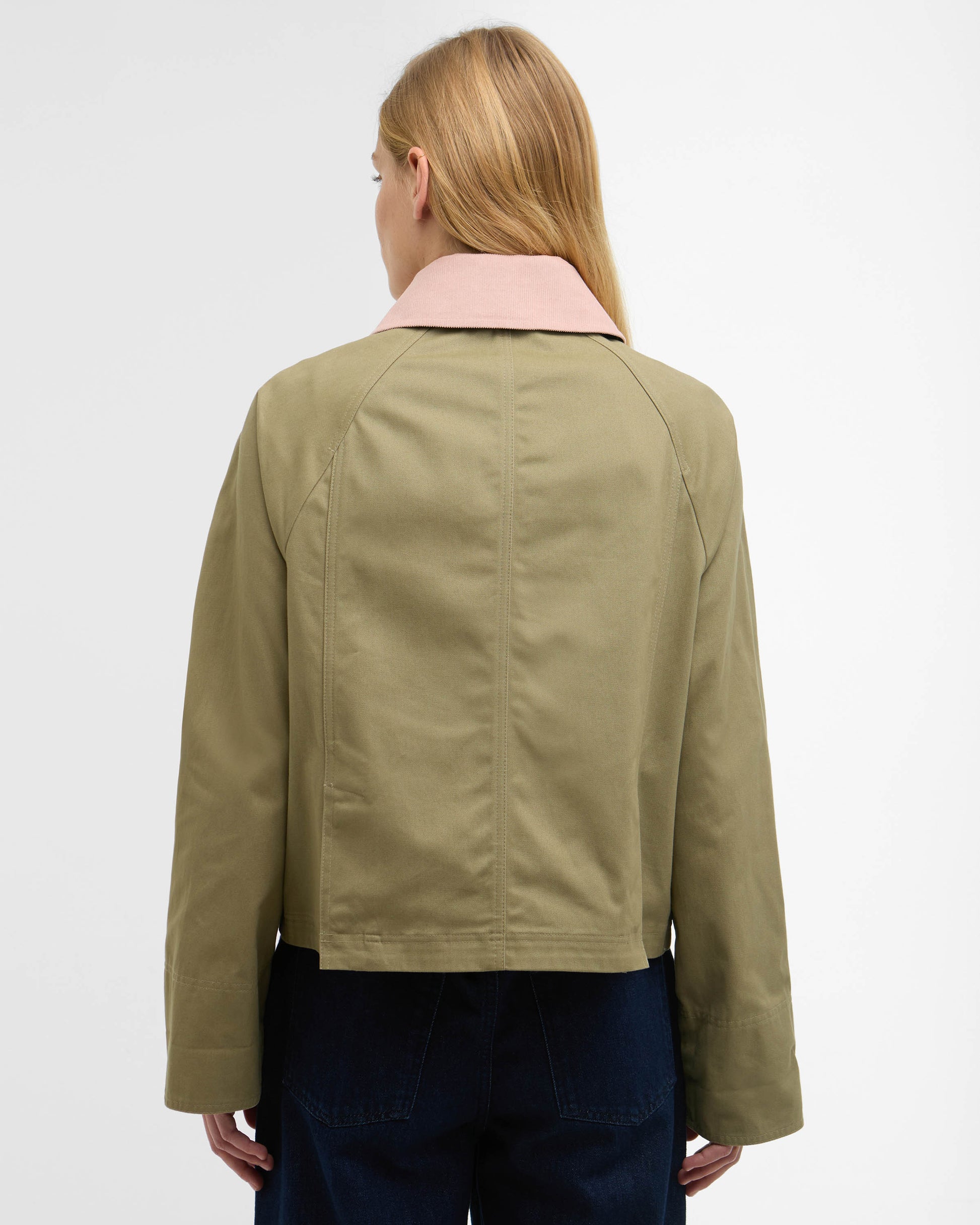 Barbour Cropped Beadnell Womens Casual Jacket - Bleached Olive/Ancient/Gardenia | CHO | Designer Womens Jackets
