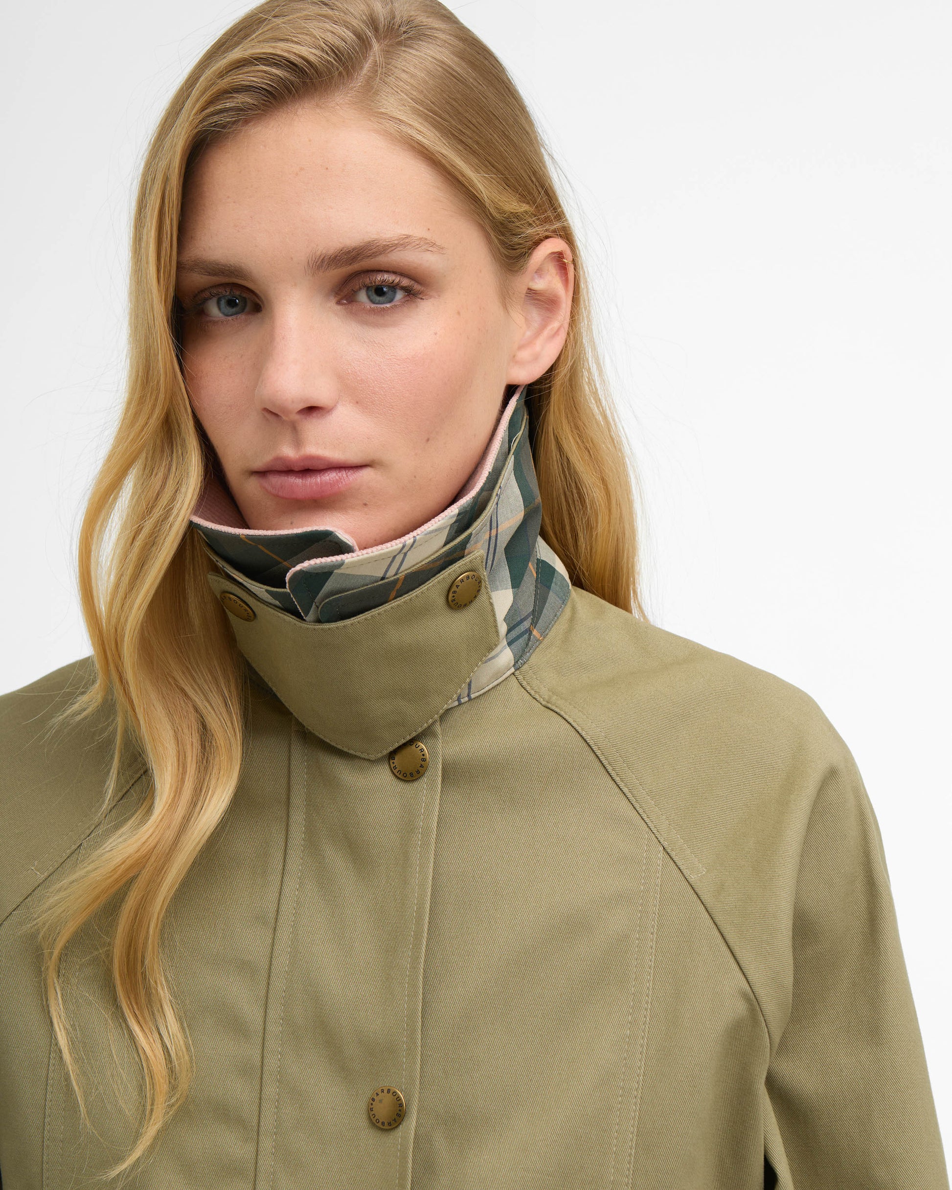 Barbour Cropped Beadnell Womens Casual Jacket - Bleached Olive/Ancient/Gardenia | CHO | Designer Womens Jackets