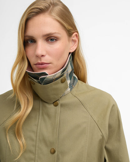 Barbour Cropped Beadnell Womens Casual Jacket - Bleached Olive/Ancient/Gardenia | CHO | Designer Womens Jackets