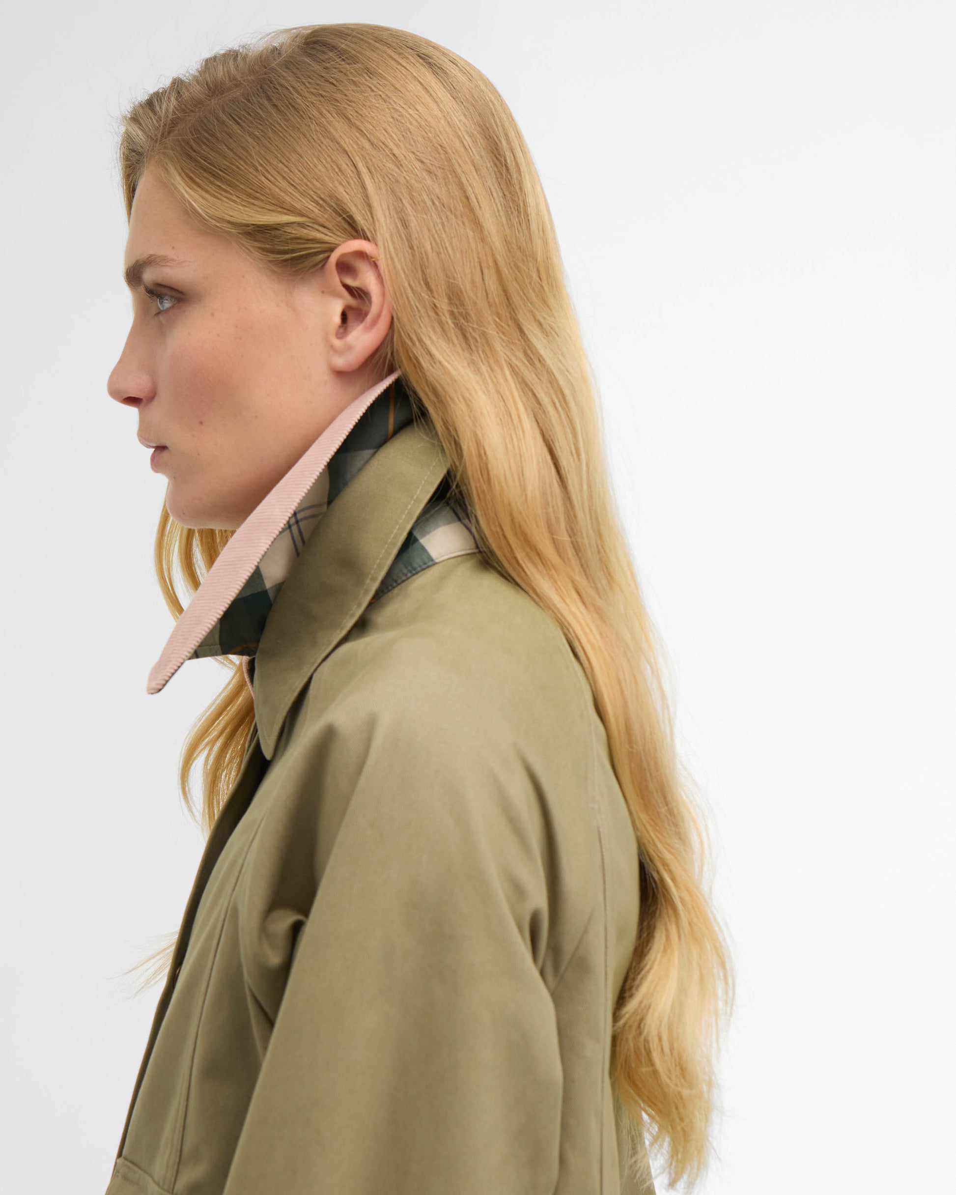 Barbour Cropped Beadnell Womens Casual Jacket - Bleached Olive/Ancient/Gardenia | CHO | Designer Womens Jackets