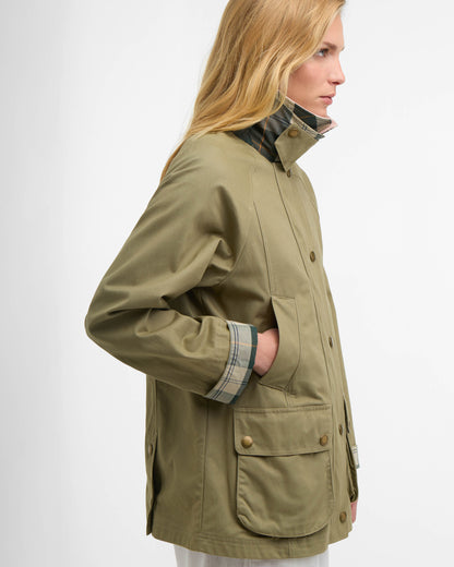 Barbour Modern Beadnell Womens Casual Jacket - Bleached Olive/Ancient/Gardenia | CHO | Designer Womens Jackets