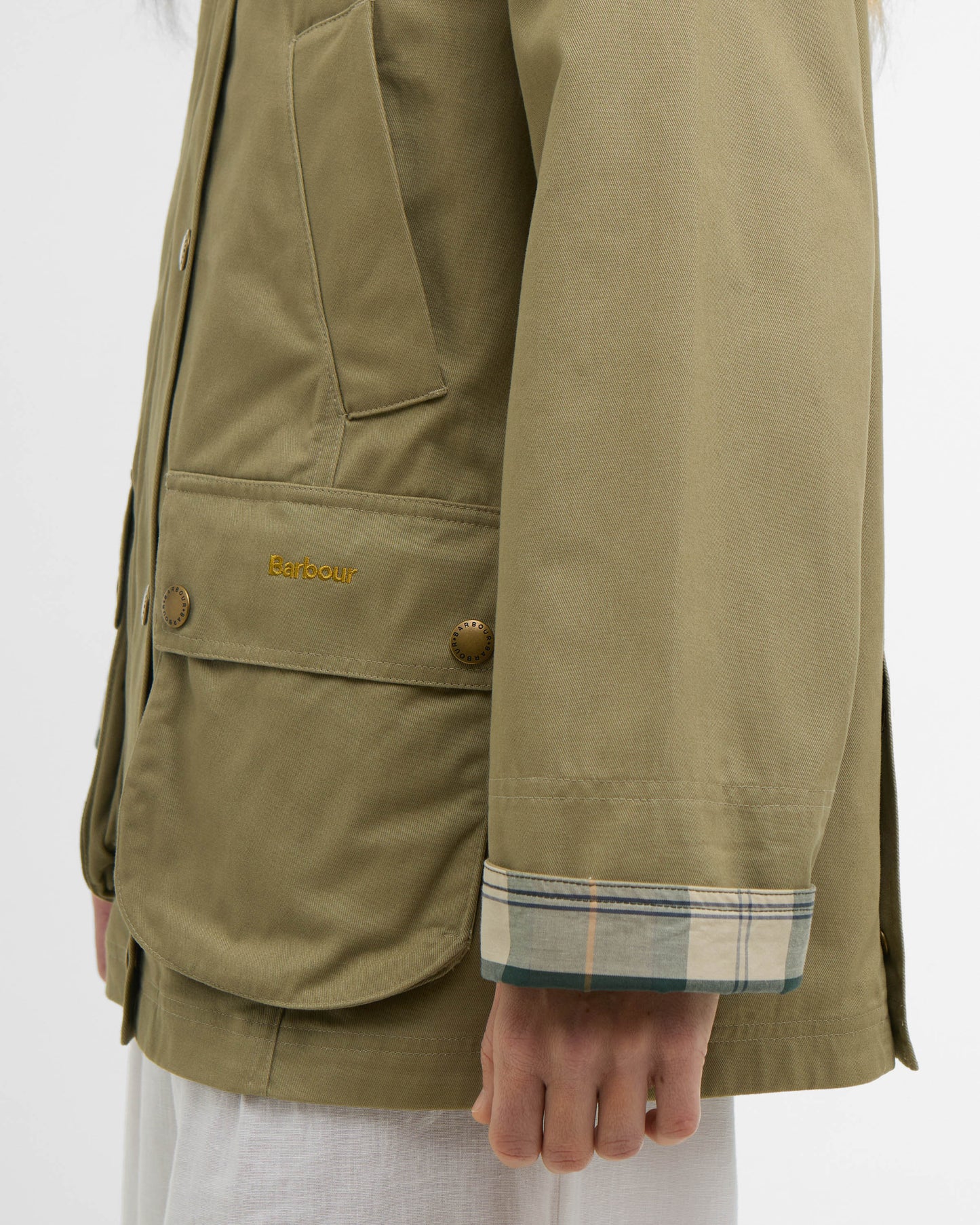 Barbour Modern Beadnell Womens Casual Jacket - Bleached Olive/Ancient/Gardenia | CHO | Designer Womens Jackets