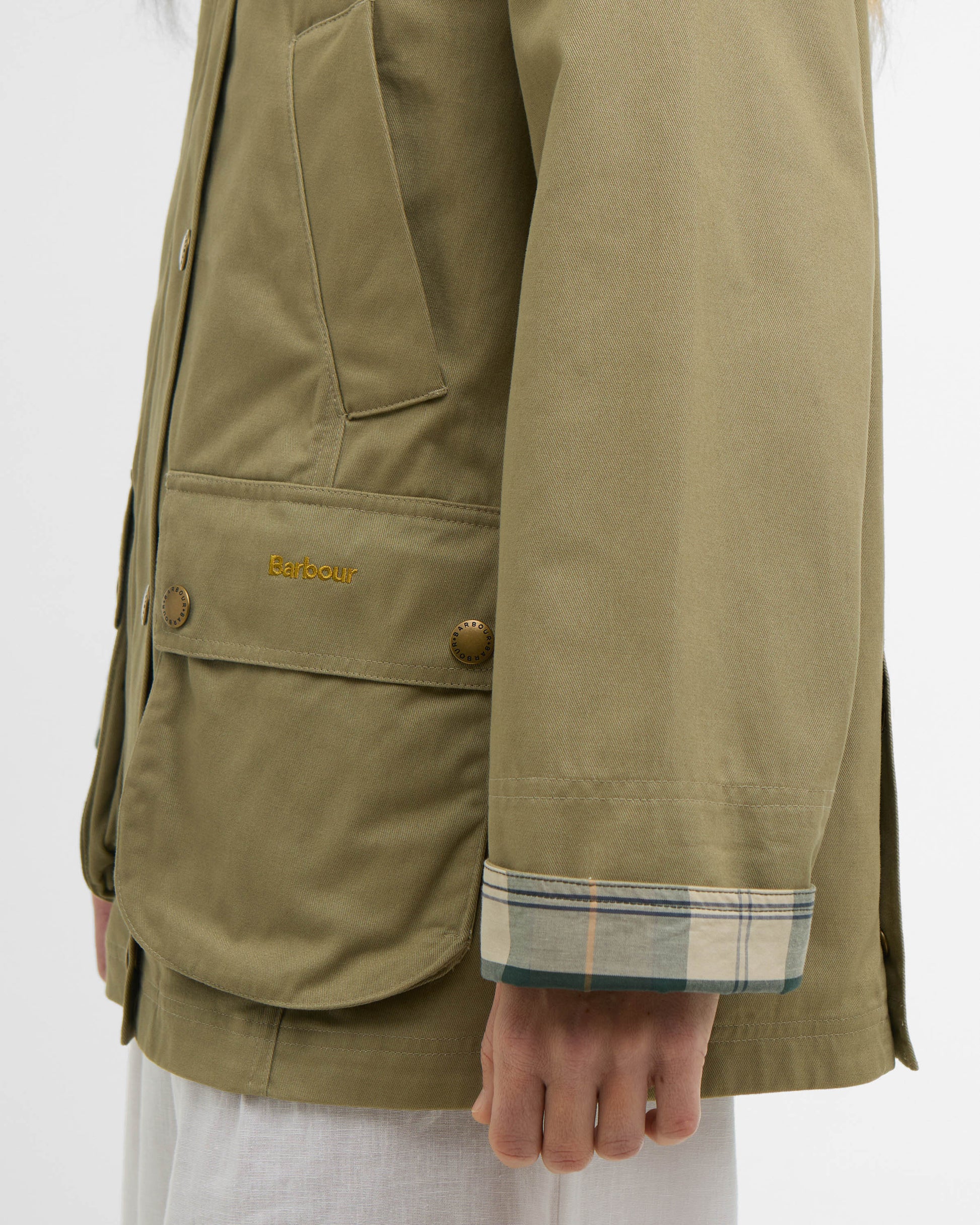 Barbour Modern Beadnell Womens Casual Jacket - Bleached Olive/Ancient/Gardenia | CHO | Designer Womens Jackets