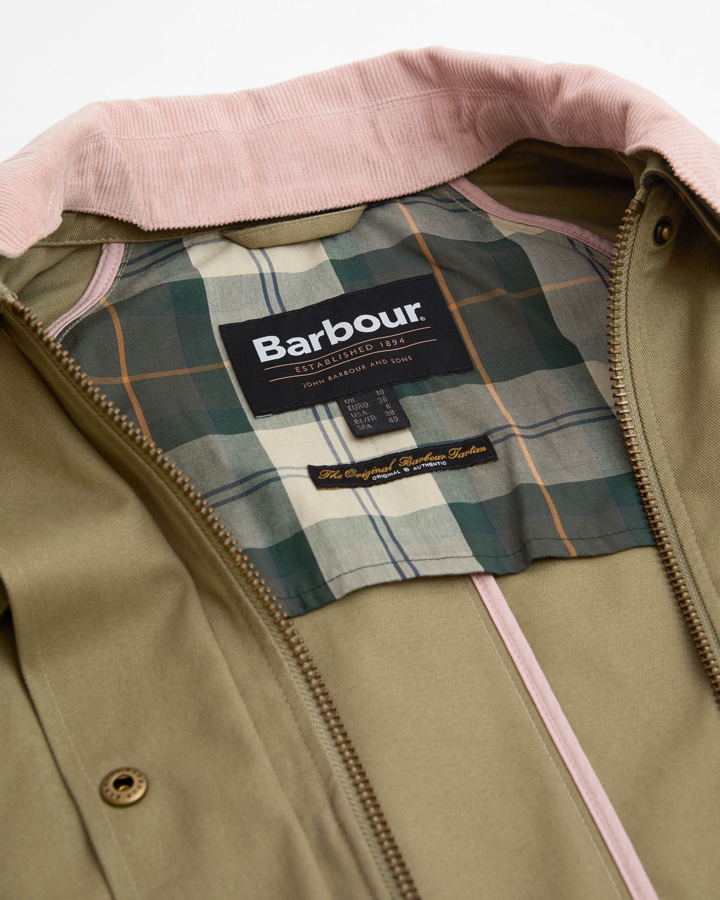 Barbour Modern Beadnell Womens Casual Jacket - Bleached Olive/Ancient/Gardenia | CHO | Designer Womens Jackets