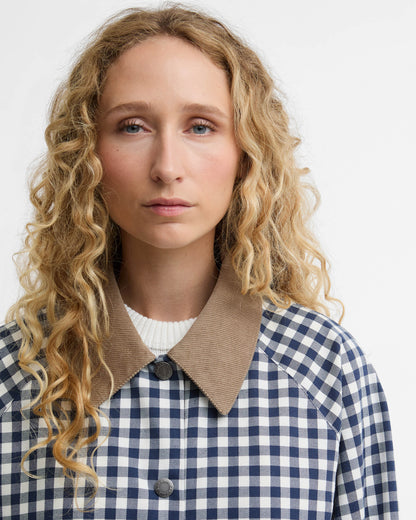 Barbour Ovingham Womens Casual Jacket - Gingham Navy/ Neutral | CHO | Designer Womens Jackets