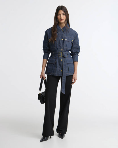 Barbour International Womens Denim International Casual Jacket - Dark Blue Wash