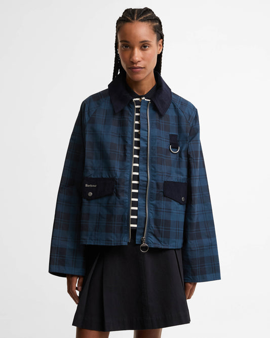 Barbour Baiton Womens Casual Tartan Jacket - Weathered Marine