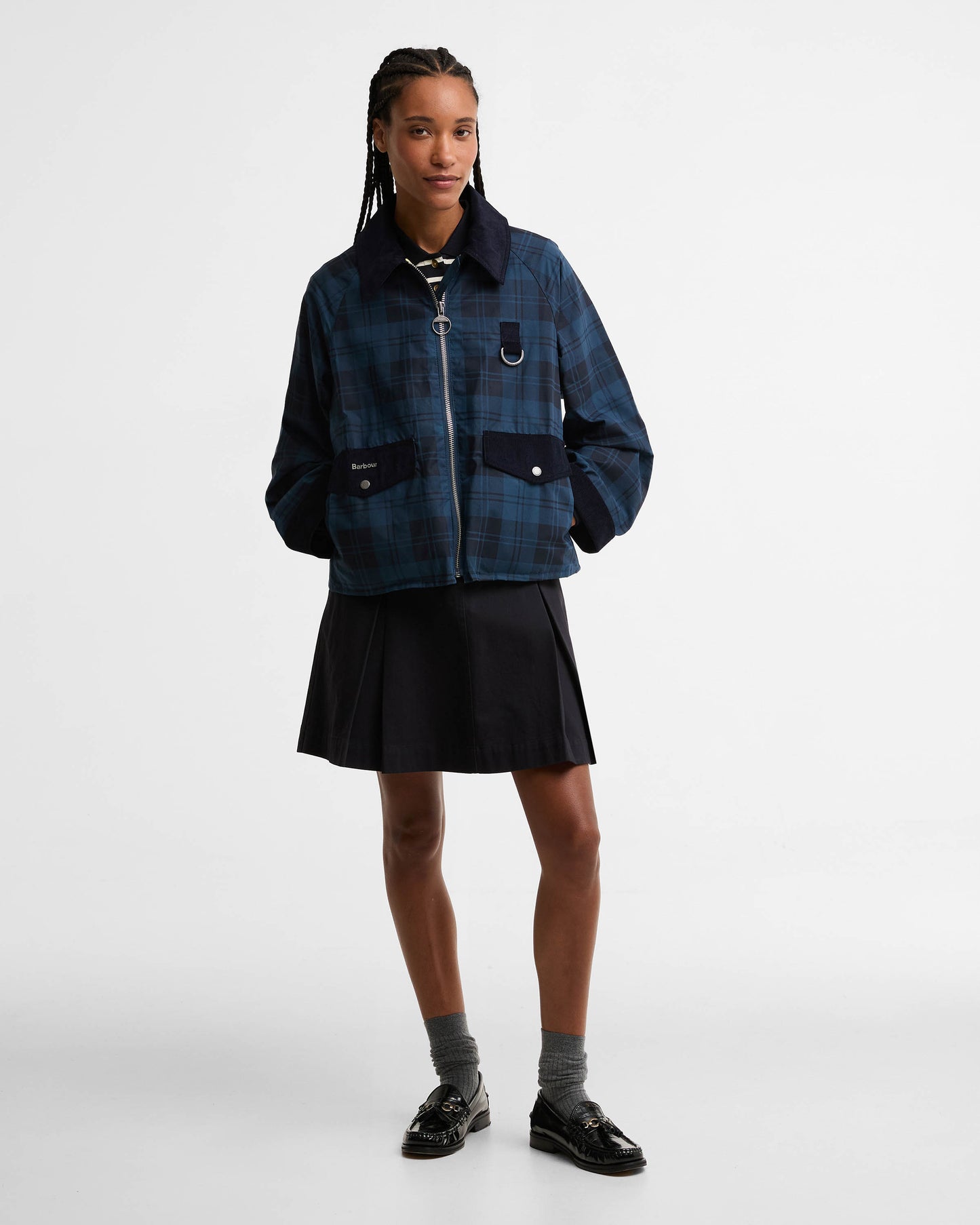 Barbour Baiton Womens Casual Tartan Jacket - Weathered Marine | CHO | Designer Womens Jackets