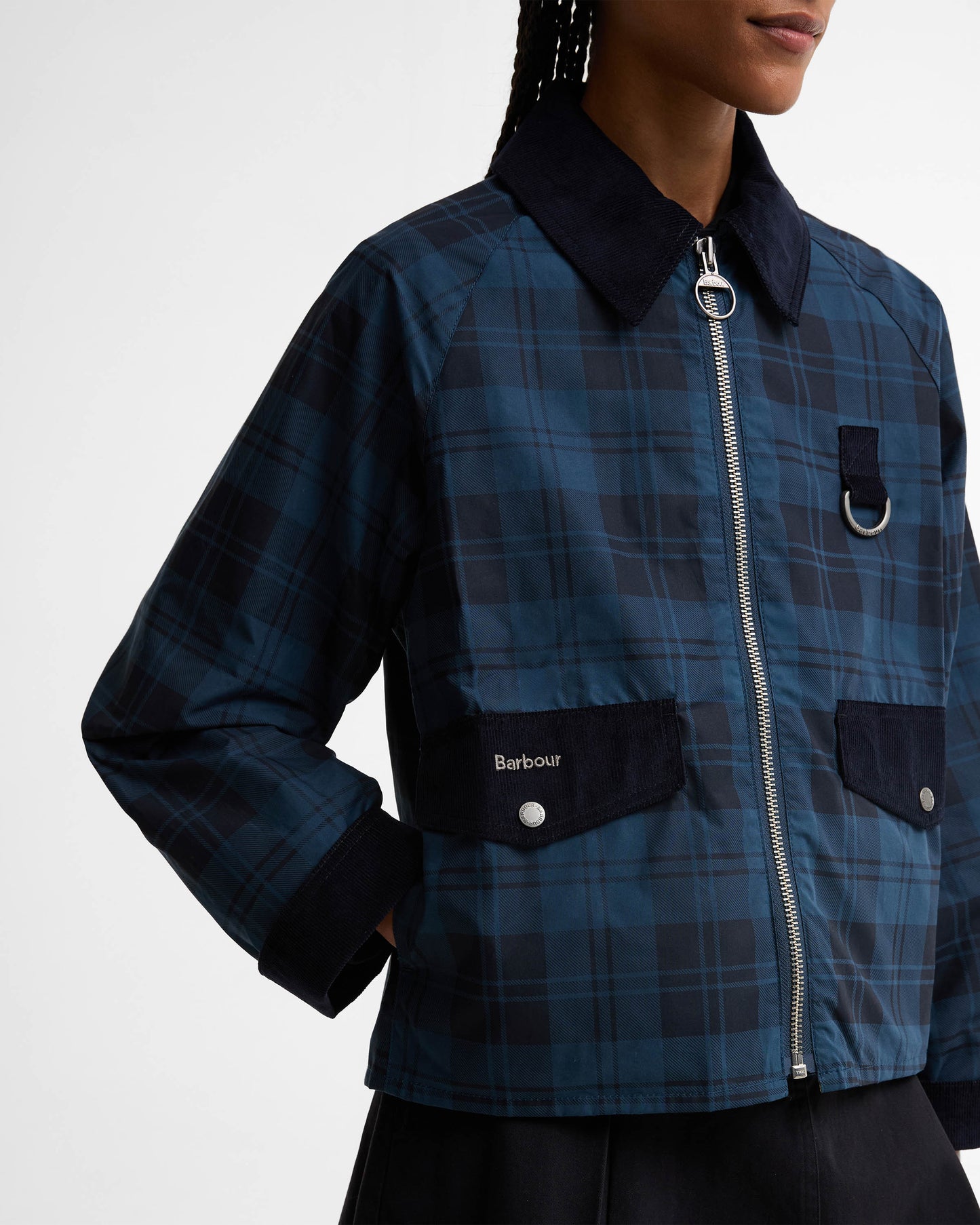 Barbour Baiton Womens Casual Tartan Jacket - Weathered Marine | CHO | Designer Womens Jackets