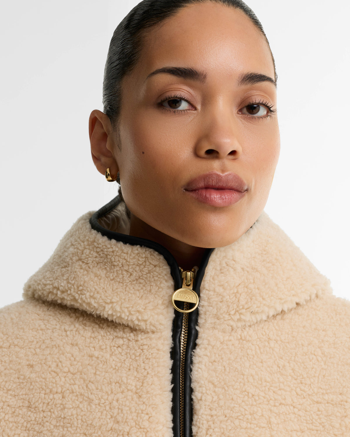 Barbour International Ramona Womens Fleece Casual Jacket - Jasmine/Black | CHO | Designer Womens Fleece Jackets