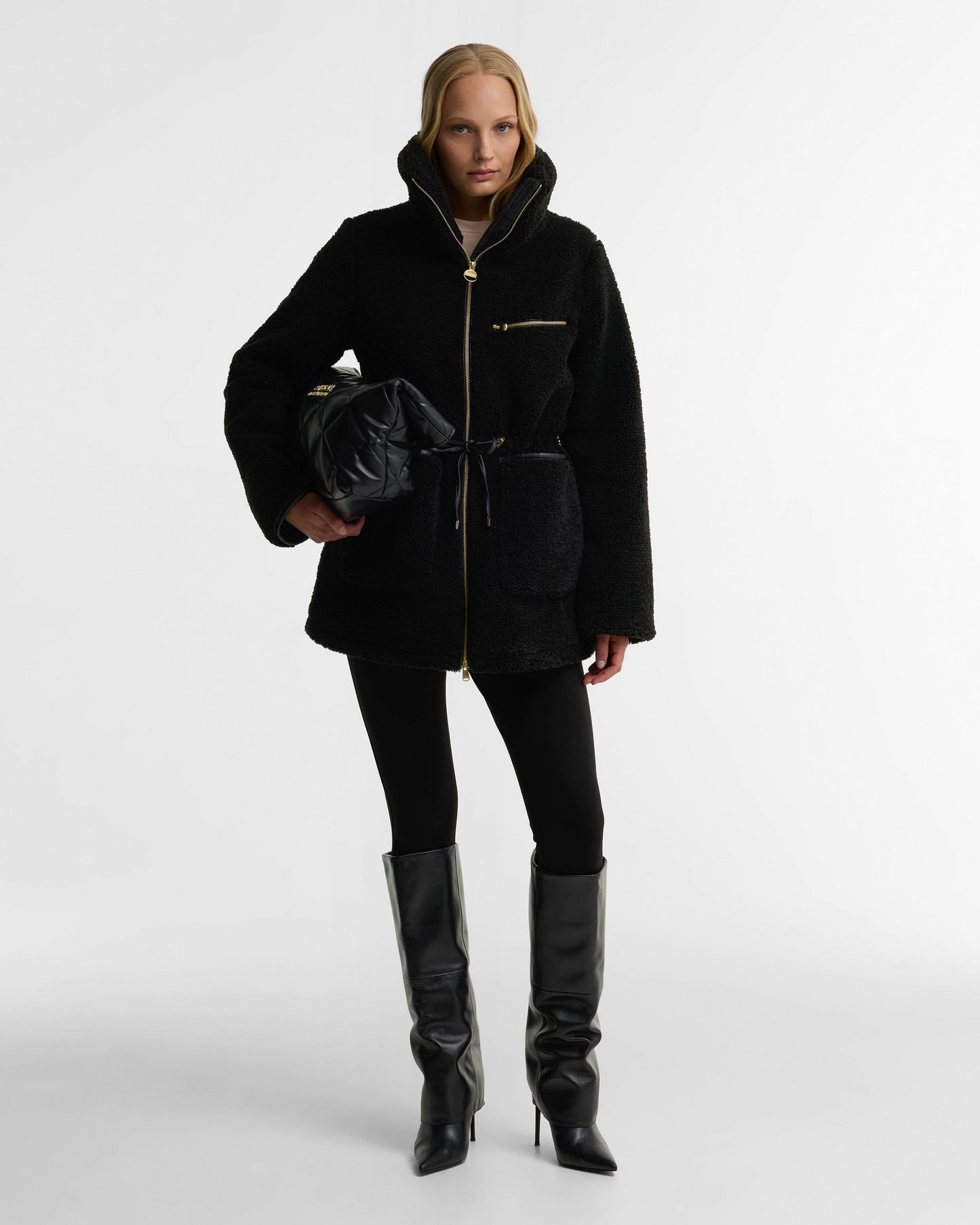 Barbour International Kemora Womens Fleece Casual Jacket - Black | CHO | Designer Womens Fleece Jackets