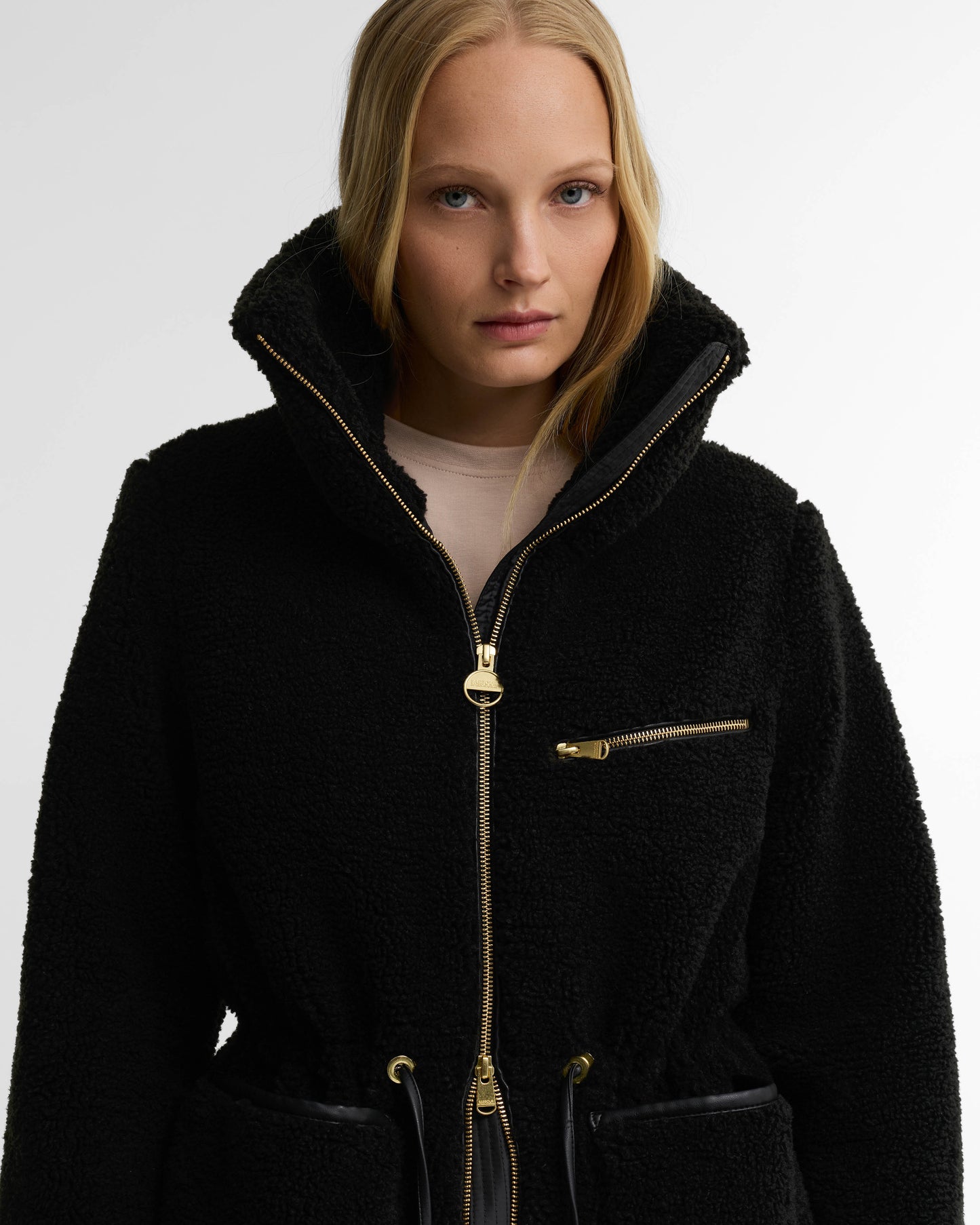 Barbour International Kemora Womens Fleece Casual Jacket - Black | CHO | Designer Womens Fleece Jackets