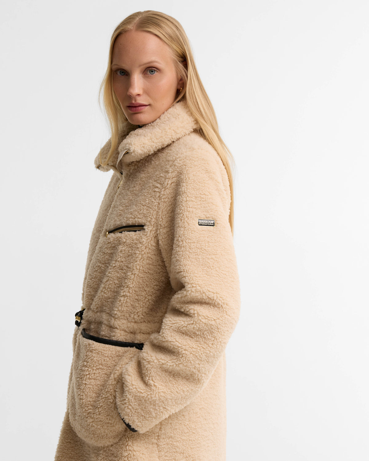 Barbour International Kemora Womens Fleece Casual Jacket - Jasmine/Black | CHO | Designer Womens Fleece Jackets
