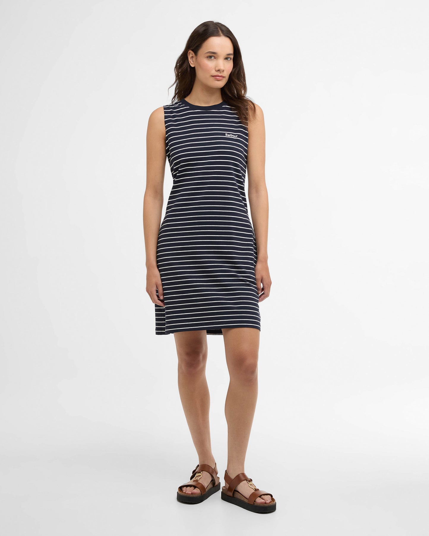 Barbour Hartland Womens Mini Dress - Navy/Cloud Stripe | CHO | Designer Womens Mini Dresses
